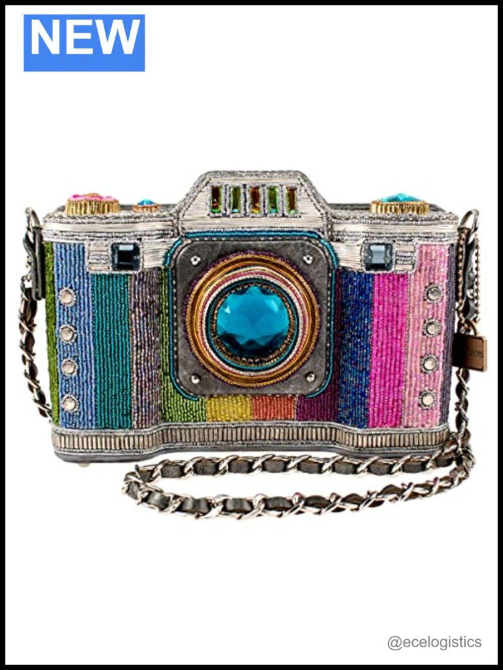 Beaded Camera Crossbody Bag Magnetic Closure with Strap